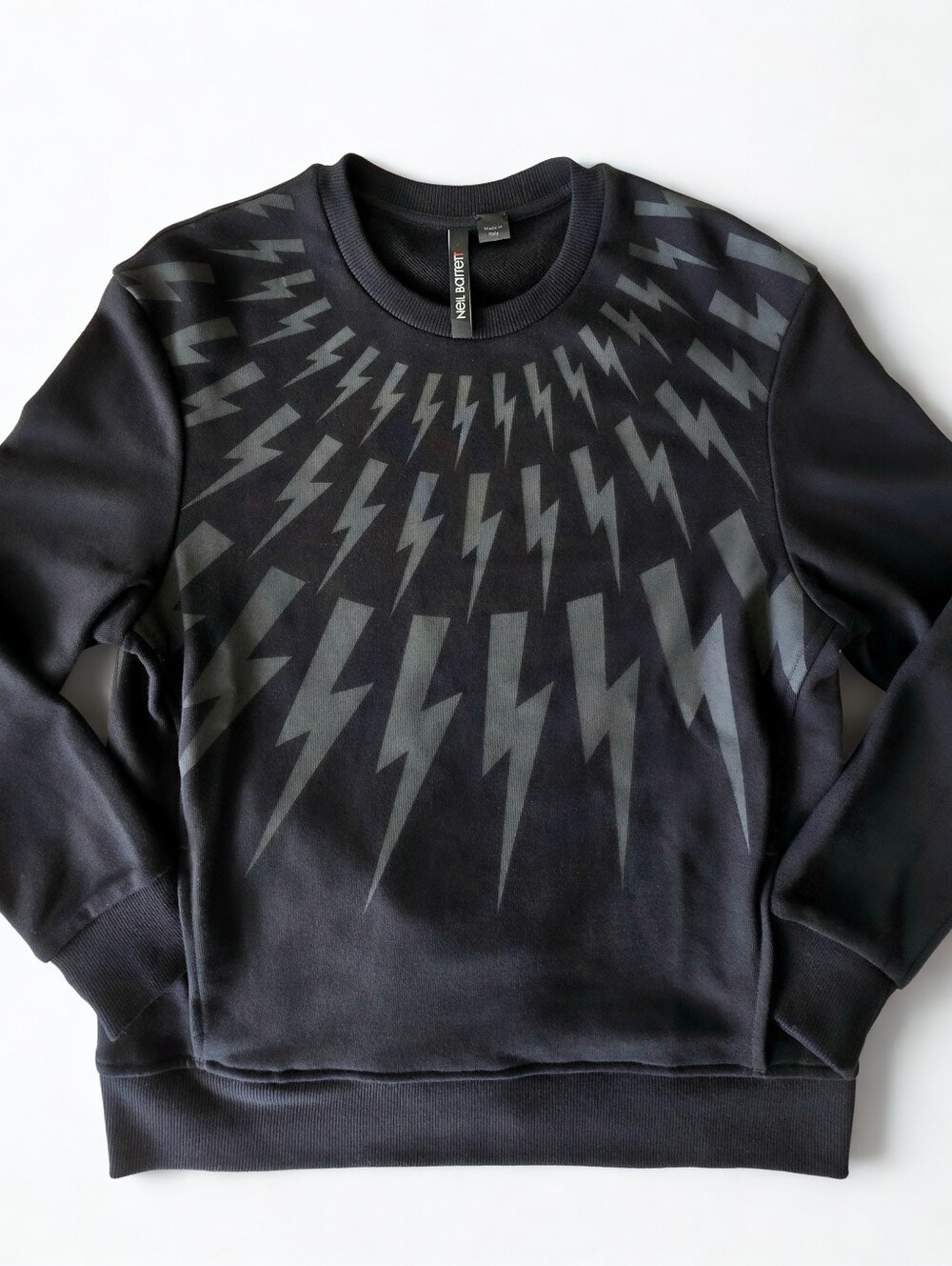 Neil Barrett Thunderbolt Sweatshirt Black Made Italy Men S